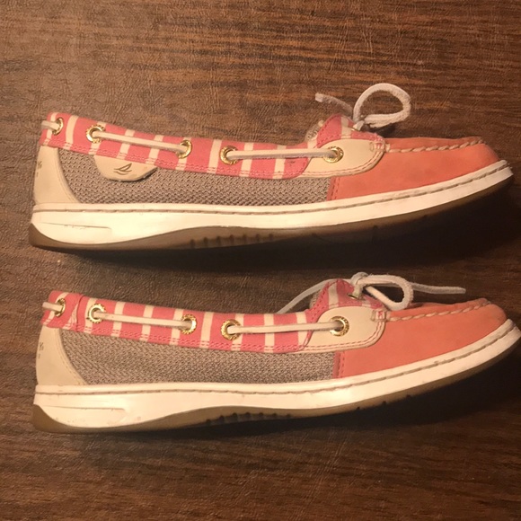 SPERRY TWO EYE TOPSIDERS PINK TAN BOAT SHOES LOAFERS size 7 - Picture 3 of 7